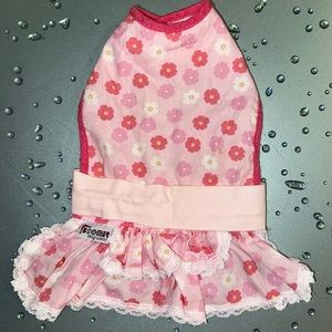 Floral Dog Dress Pink Cotton Ruffle Size XS